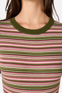 Princess Highway - Adelaide Stripe Rib Knit Top - green