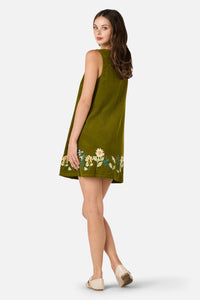 Princess Highway - Tree Frog Embroidered Dress - green
