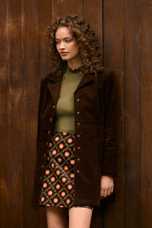 Princess Highway - Hazel A-Line Long Cord Jacket - chocolate