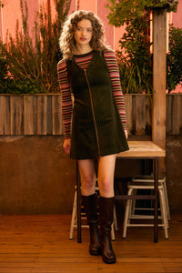 Princess Highway - Honey Cord Pinafore - forest-green