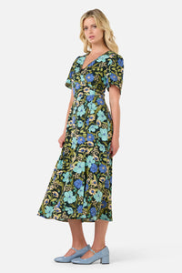 Princess Highway - Gloria 70'S Floral Midi Dress - teal