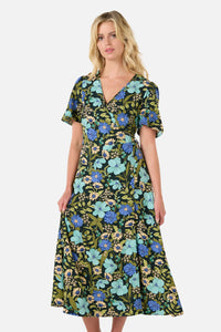 Princess Highway - Gloria 70'S Floral Midi Dress - teal