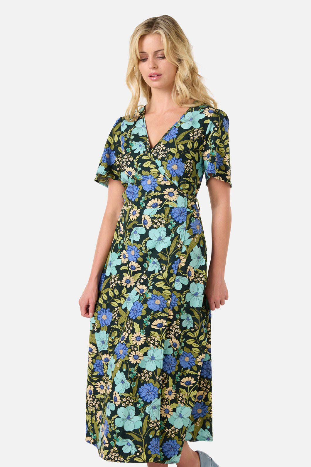 Princess Highway - Gloria 70'S Floral Midi Dress - teal