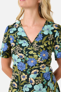 Princess Highway - Gloria 70'S Floral Midi Dress - teal