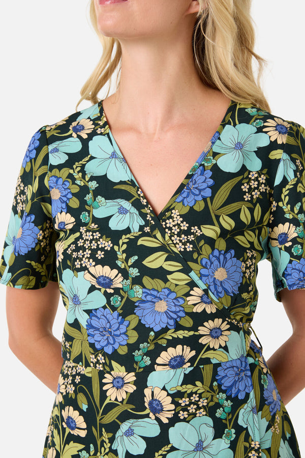 Princess Highway - Gloria 70'S Floral Midi Dress - teal