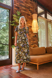 Princess Highway - Gloria 70'S Floral Midi Dress - teal