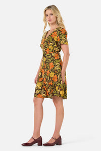 Princess Highway - Gloria 70'S Floral Mini Dress - chocolate