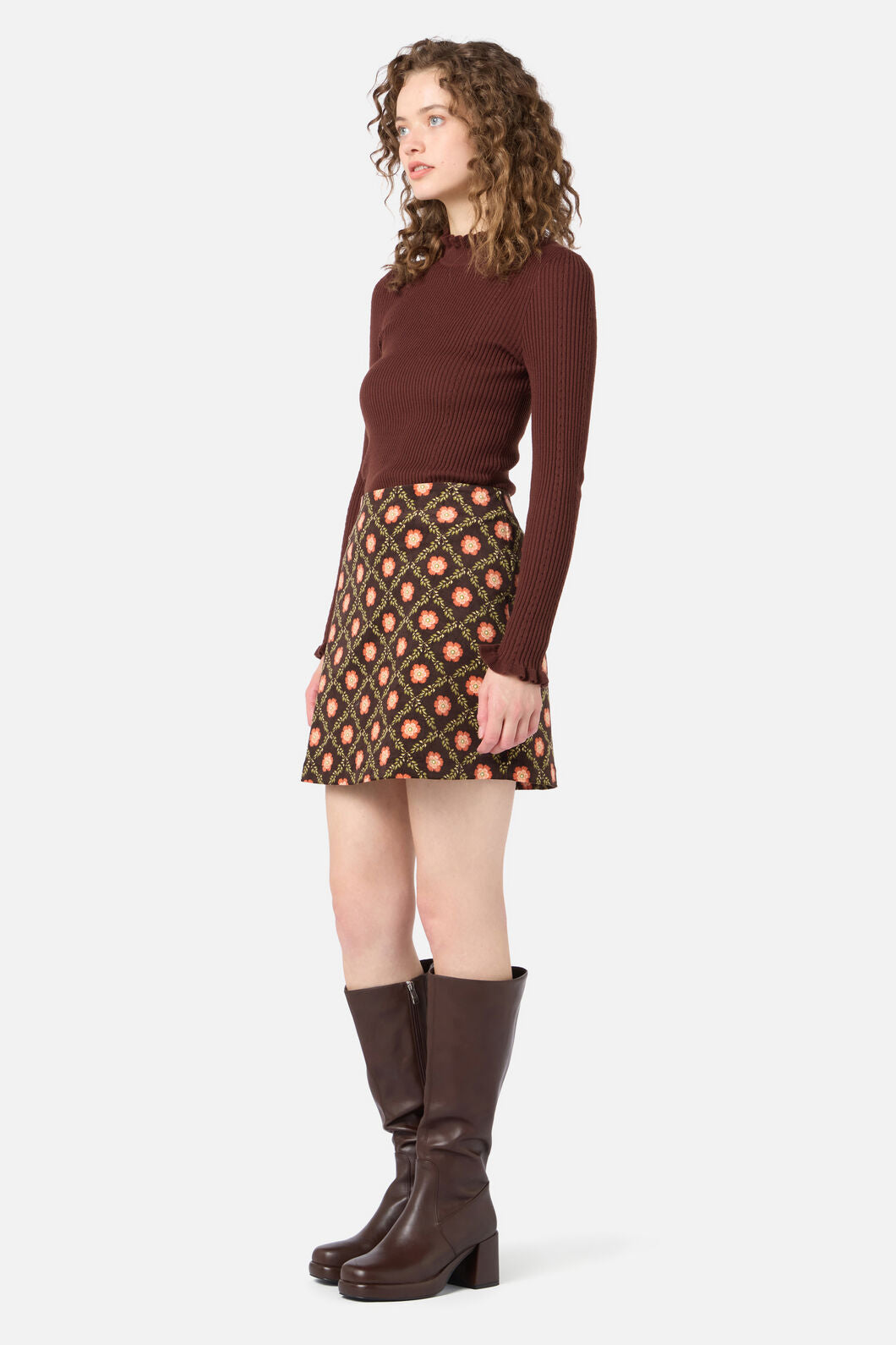 Princess Highway - Delilah Cord Mini Skirt - chocolate