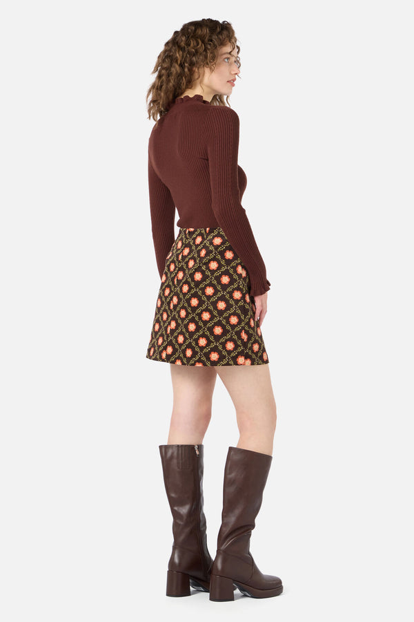 Princess Highway - Delilah Cord Mini Skirt - chocolate