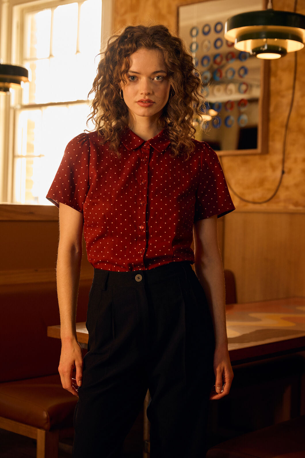 Princess Highway - Dolly Spot Short Sleeve Blouse - red