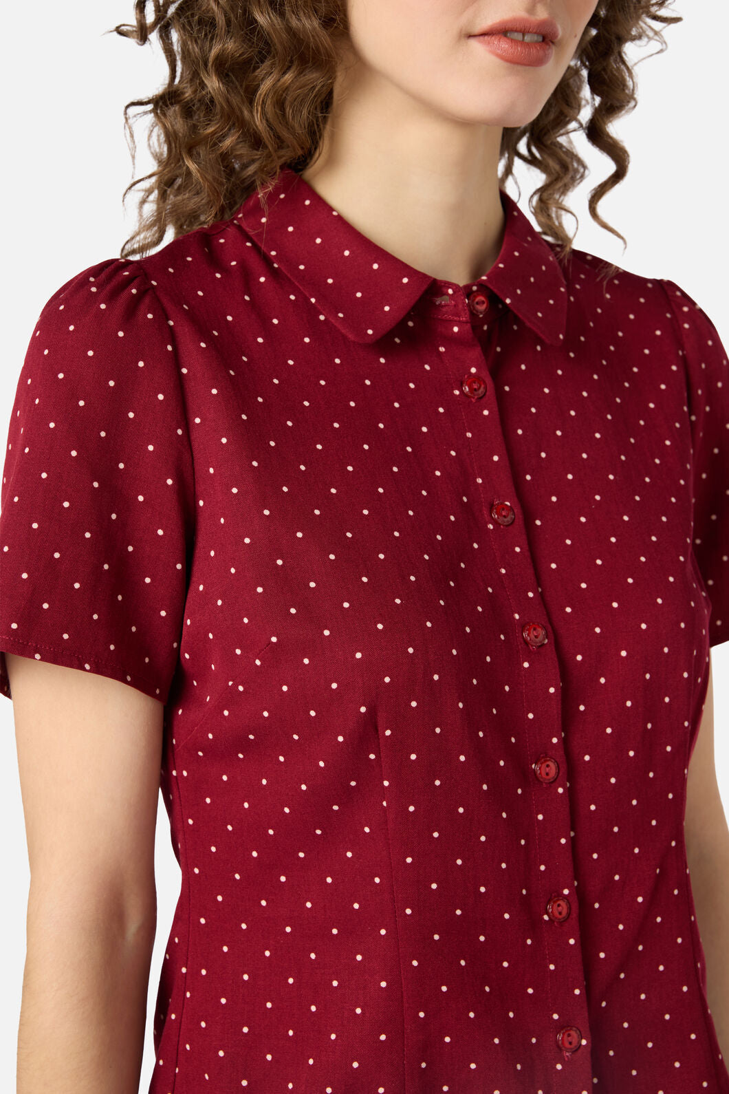 Princess Highway - Dolly Spot Short Sleeve Blouse - red