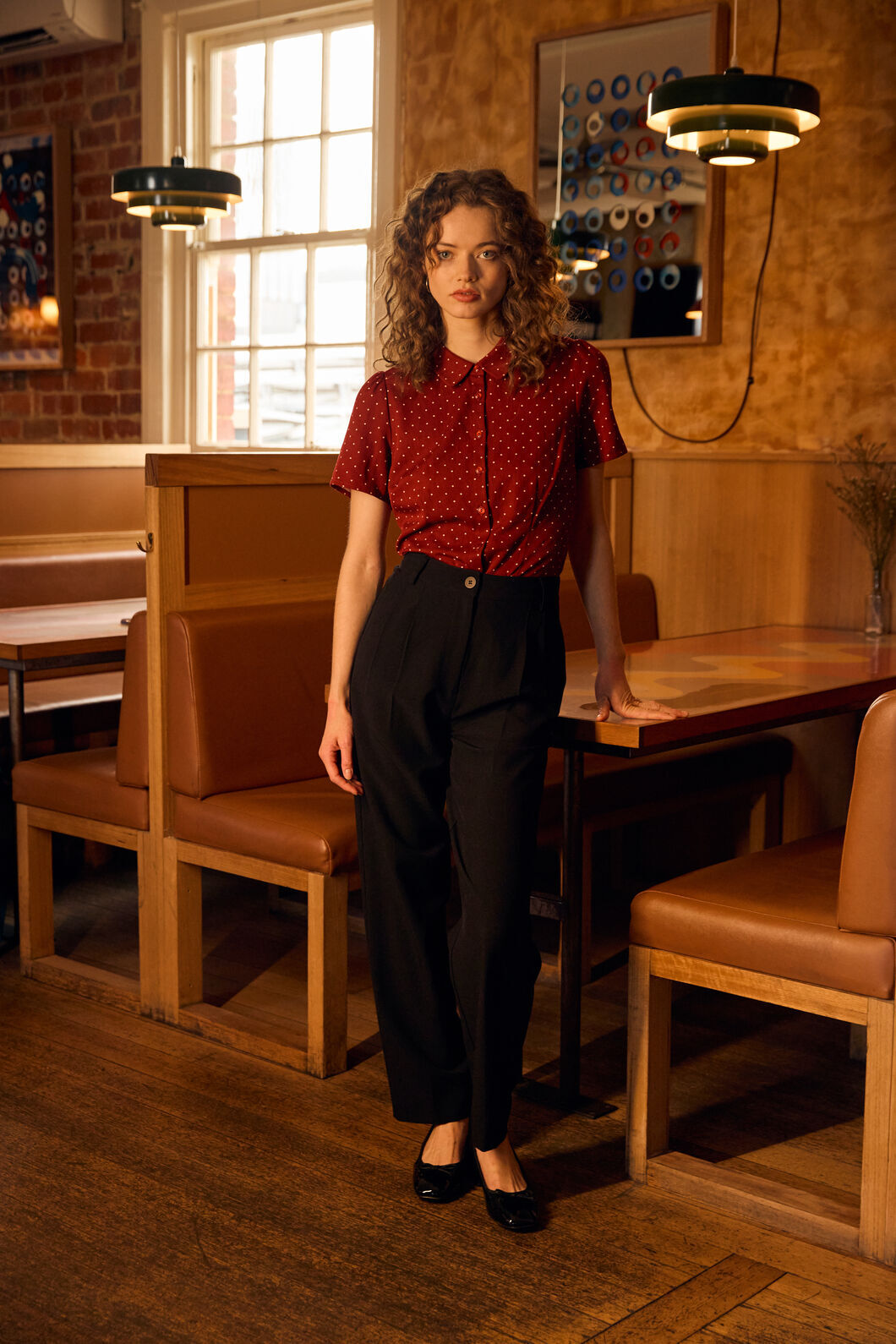 Princess Highway - Dolly Spot Short Sleeve Blouse - red