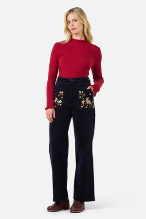 Princess Highway - Lola Rabbit Embroidered Jean - navy