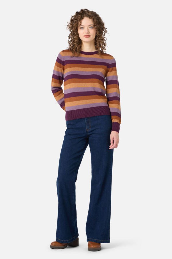 Princess Highway - Raphaelle Stripe Knit Jumper - plum