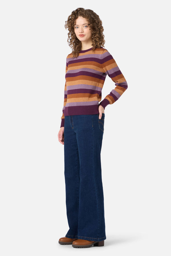 Princess Highway - Raphaelle Stripe Knit Jumper - plum