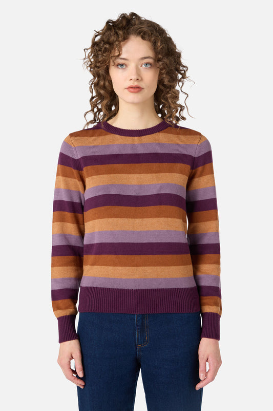 Princess Highway - Raphaelle Stripe Knit Jumper - plum