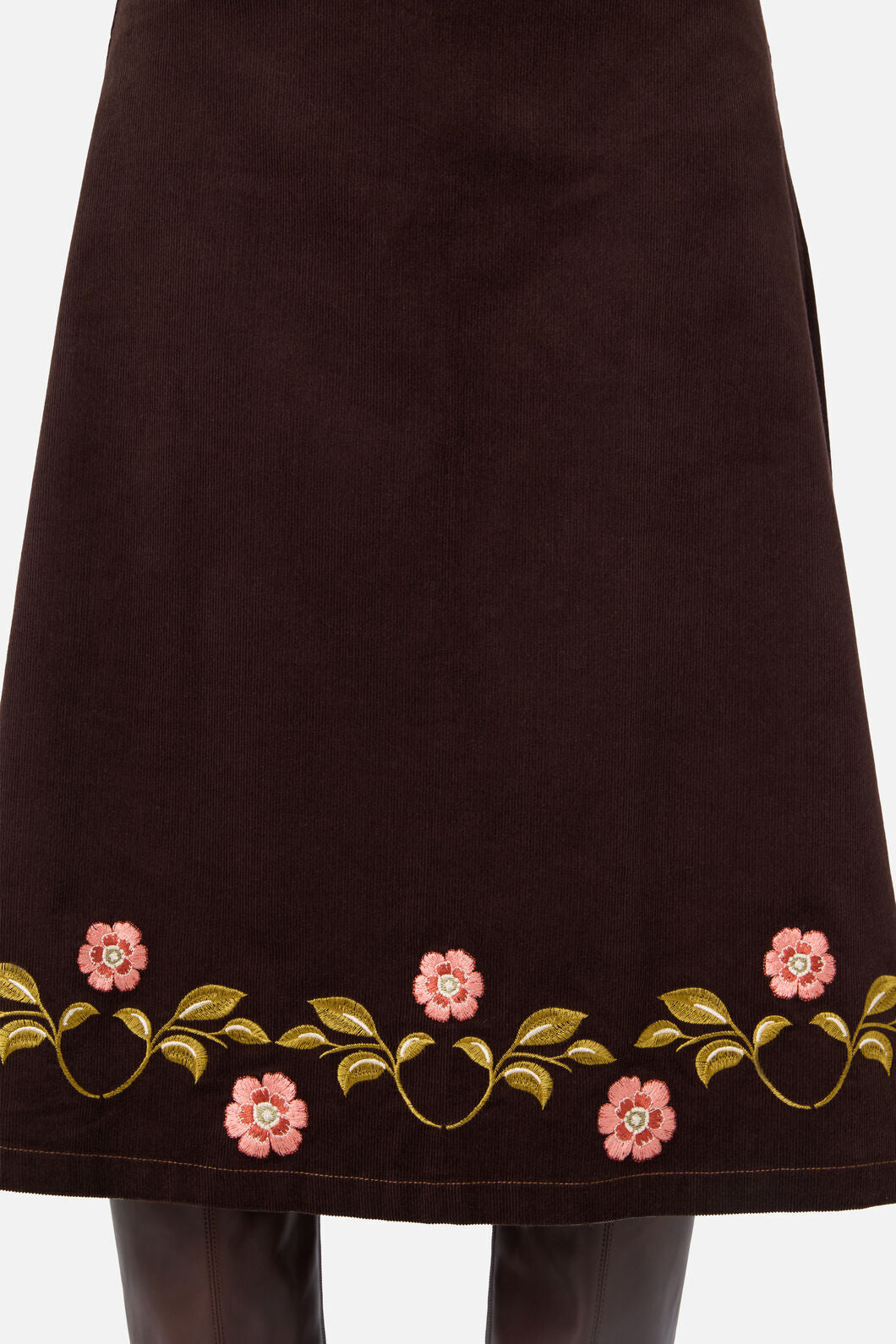 Princess Highway - Della Embroidered Midi Skirt - chocolate