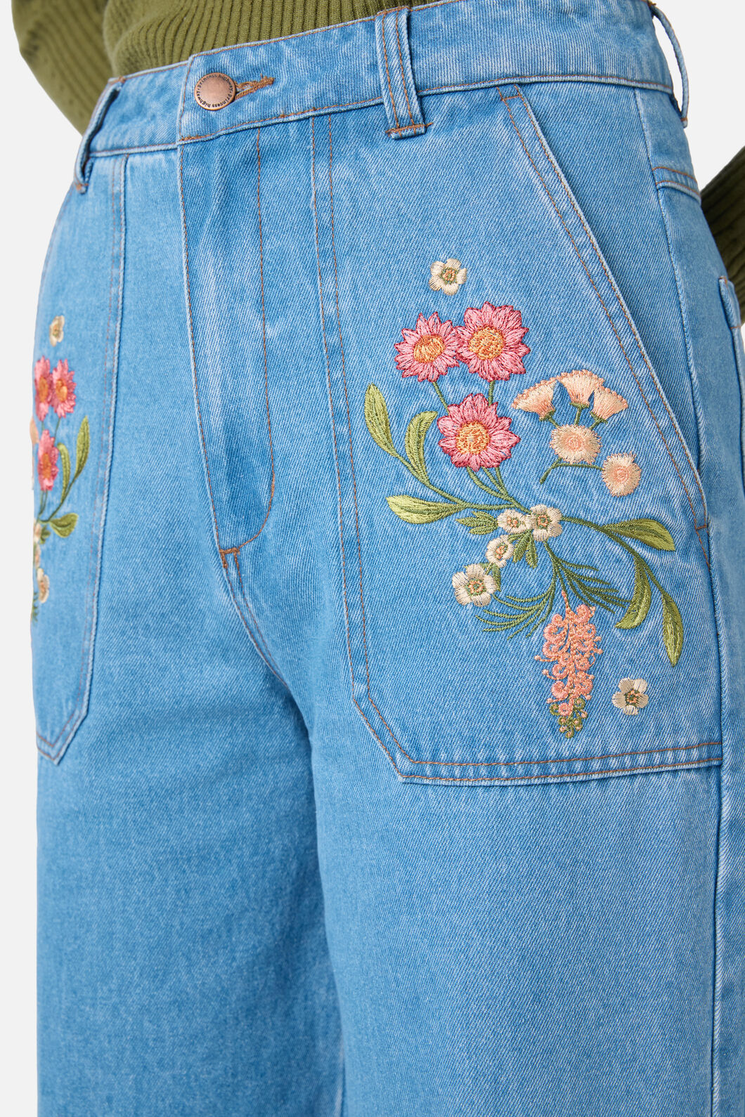Princess Highway - Native Embroidered Jean - blue-denim