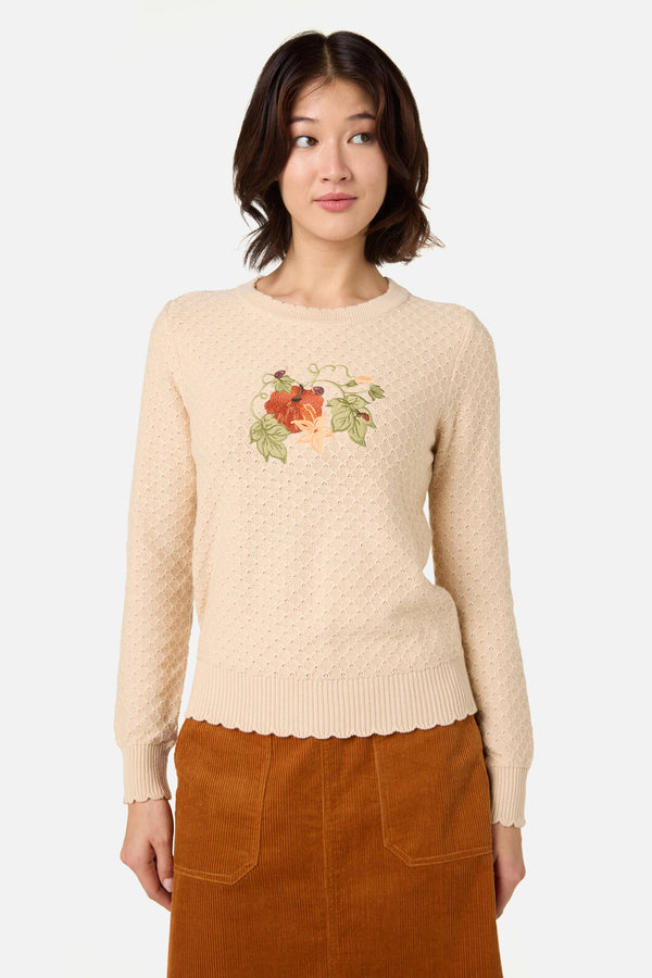 Princess Highway - Pumpkin Embroidered Jumper - cream