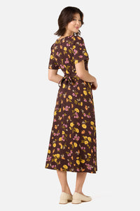 Princess Highway - Winona Flower Midi Dress - chocolate