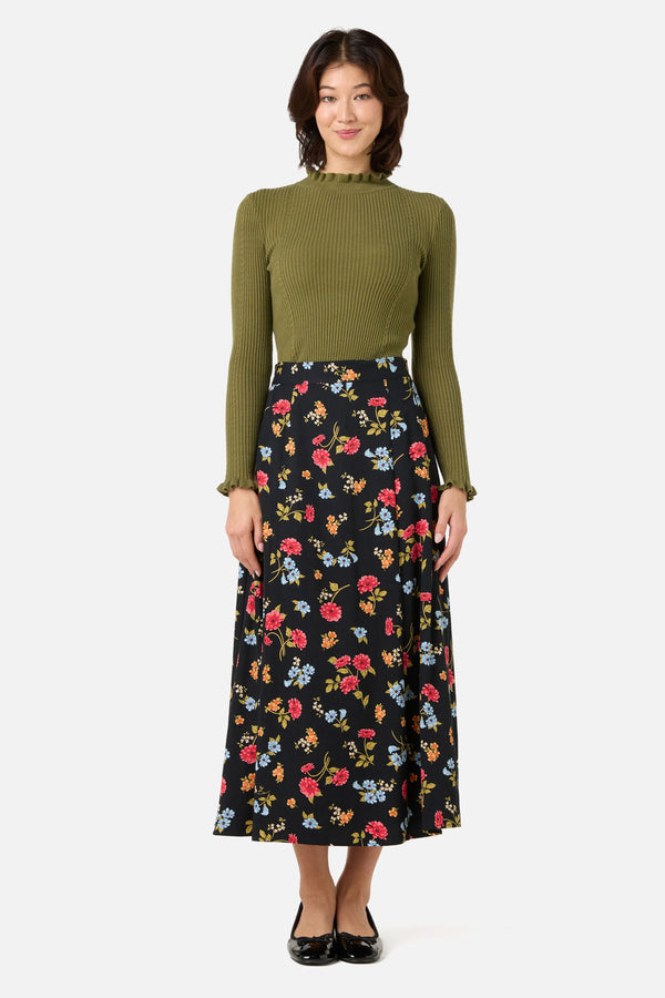 Princess Highway - Winona Flower Midi Skirt - black