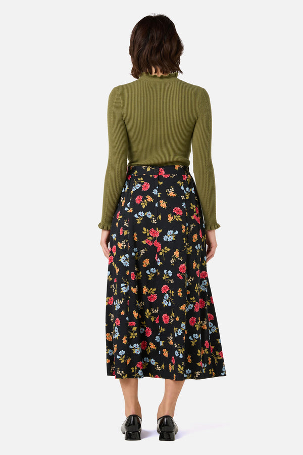 Princess Highway - Winona Flower Midi Skirt - black