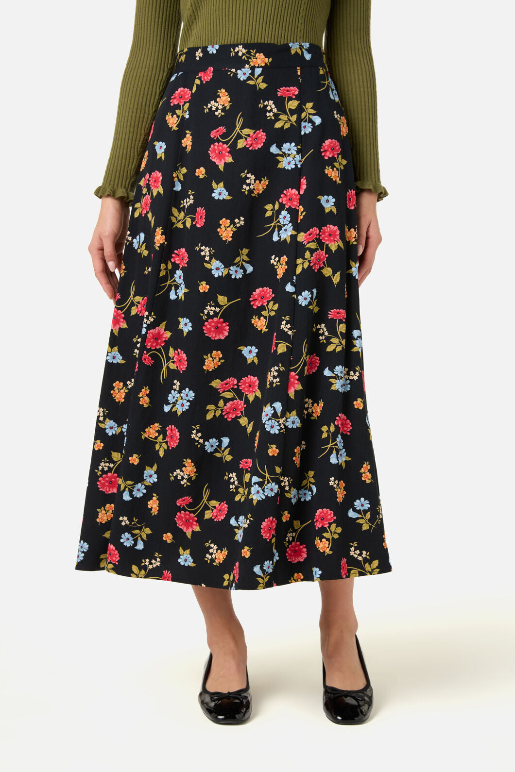 Princess Highway - Winona Flower Midi Skirt - black