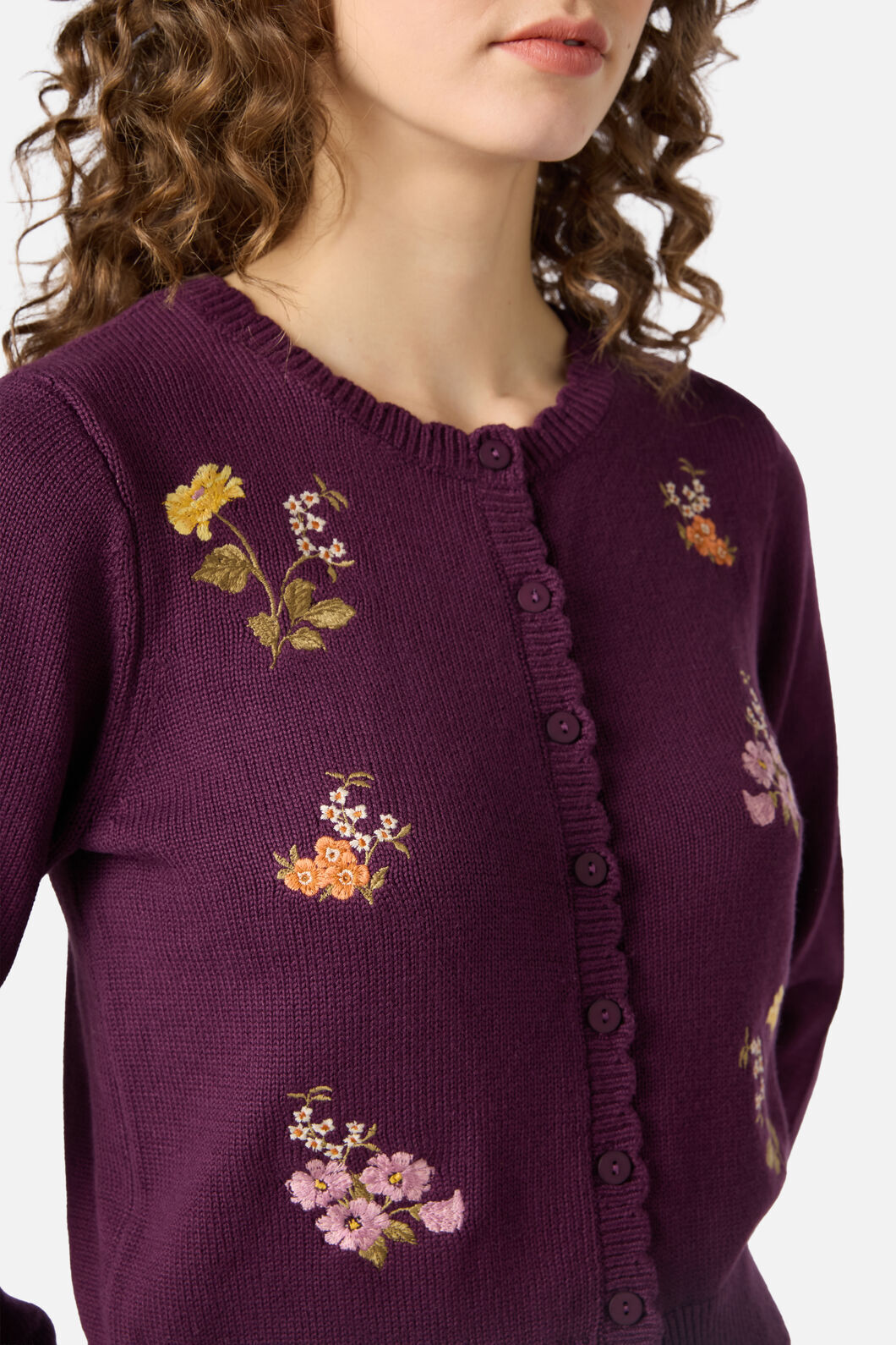 Princess Highway - Winona Flower Emb Cardigan - plum