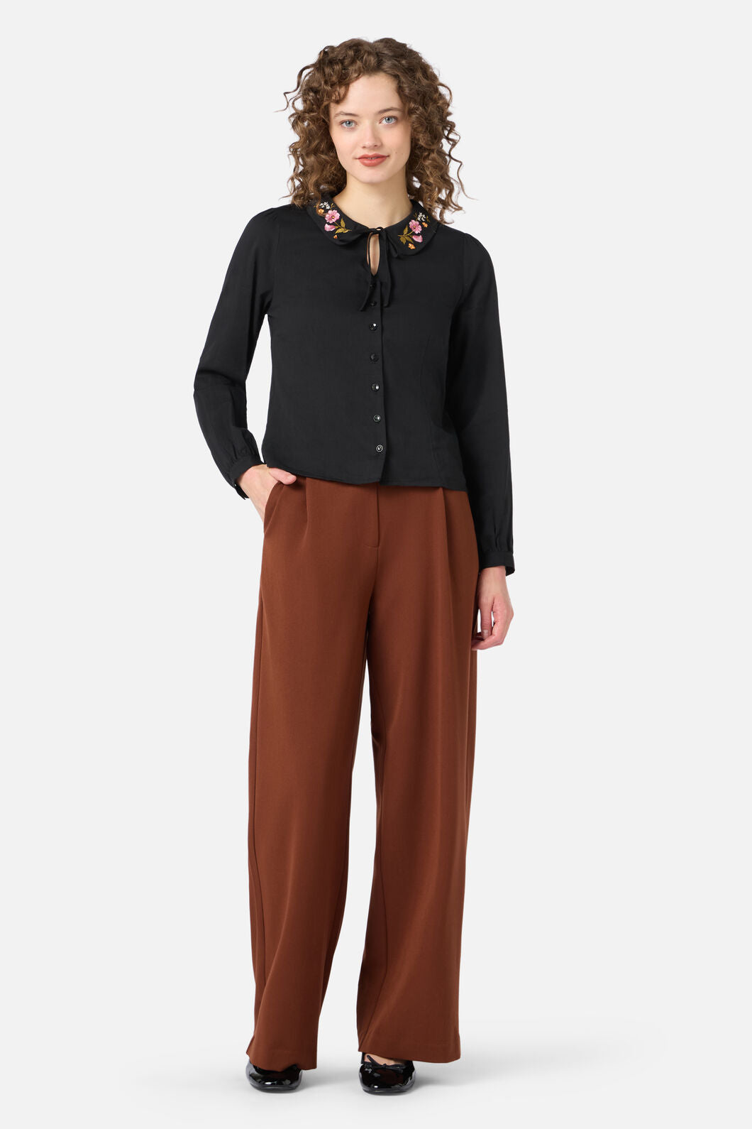 Princess Highway - Winona Flower Emb Blouse - black