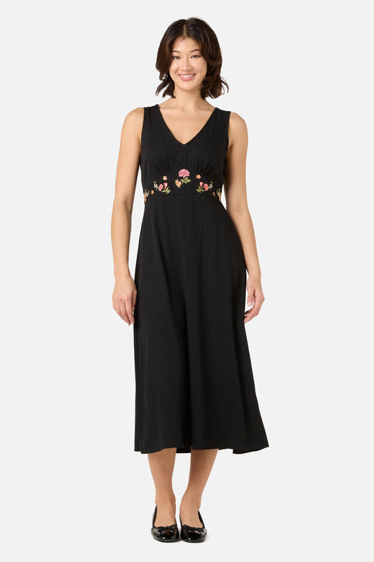 Princess Highway - Winona Flower Embroidered Midi Dress - black