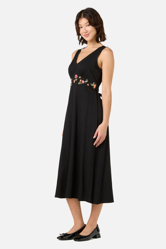 Princess Highway - Winona Flower Embroidered Midi Dress - black
