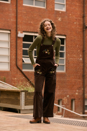 Princess Highway - Sweet Ducks Emb Cord Overall - chocolate