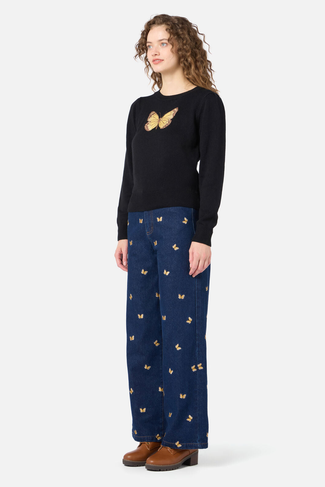 Princess Highway - Butterfly Embroidered Jumper - black