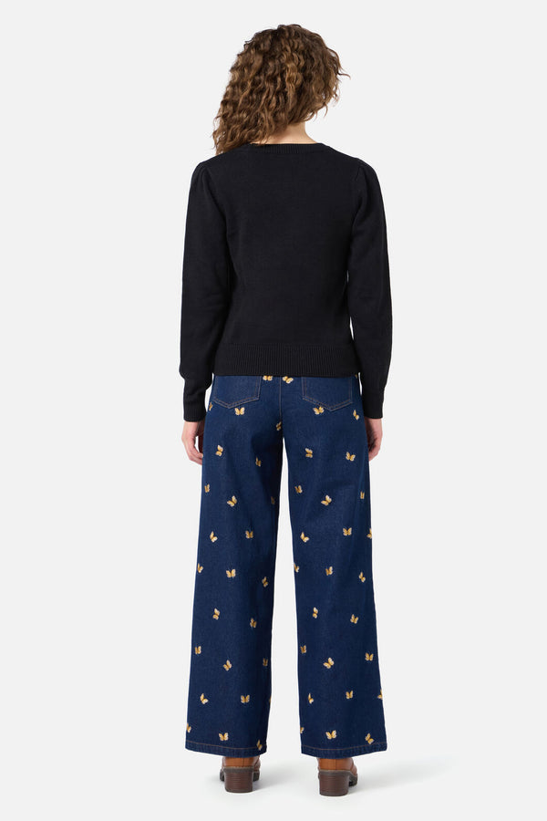 Princess Highway - Butterfly Embroidered Jumper - black