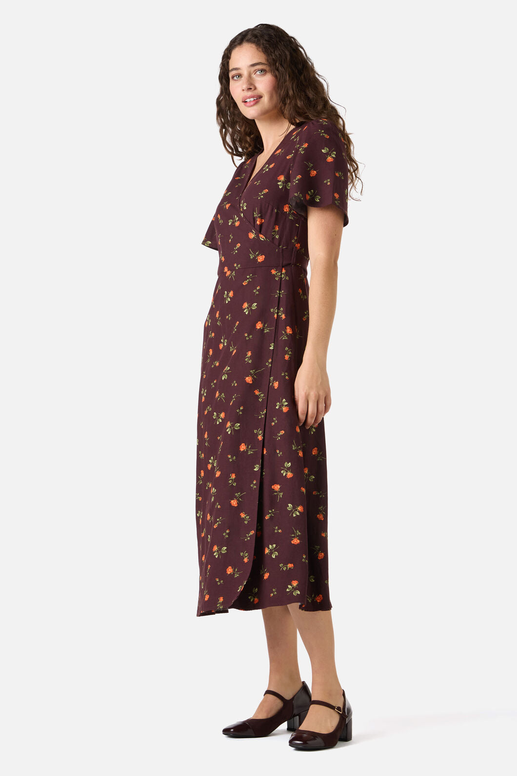 Princess Highway - Evie Rose Midi Wrap Dress - burgundy