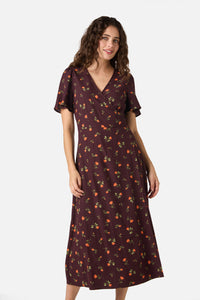 Princess Highway - Evie Rose Midi Wrap Dress - burgundy