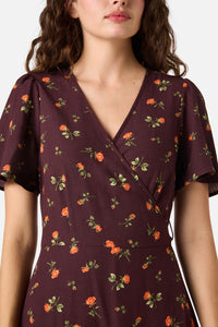 Princess Highway - Evie Rose Midi Wrap Dress - burgundy