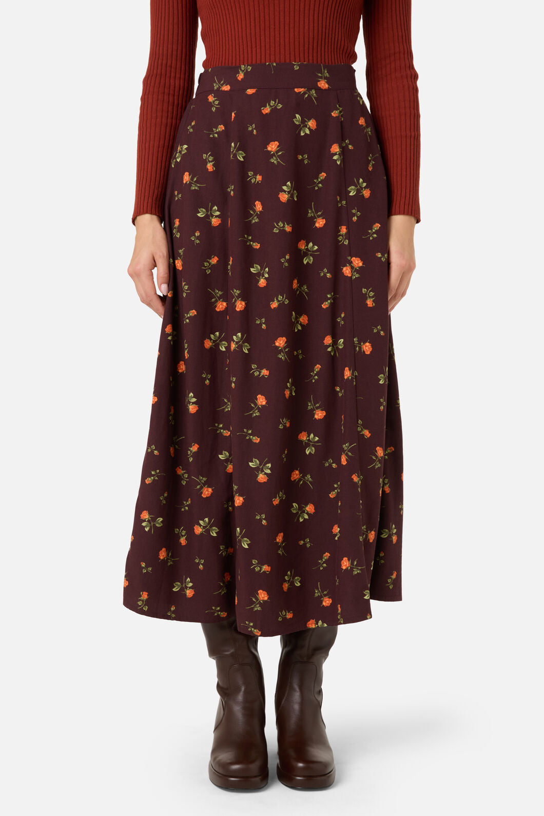 Princess Highway - Evie Rose Midi Skirt - burgundy