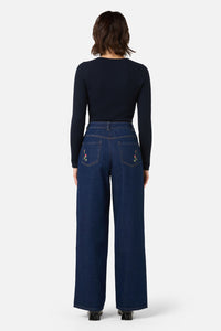 Princess Highway - Roses Embroidered Jean - blue-denim