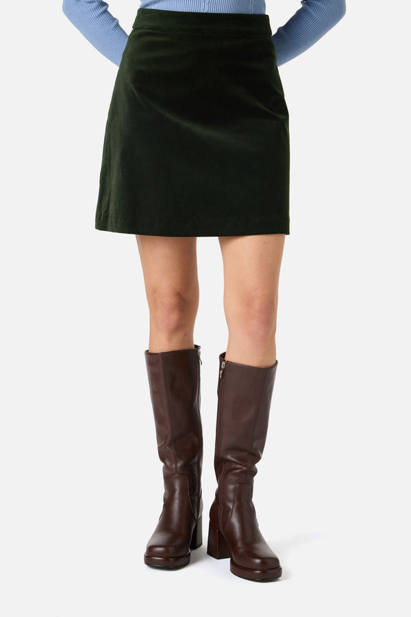 Princess Highway - Rachel Velvet Skirt - olive-green