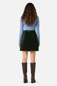 Princess Highway - Rachel Velvet Skirt - olive-green