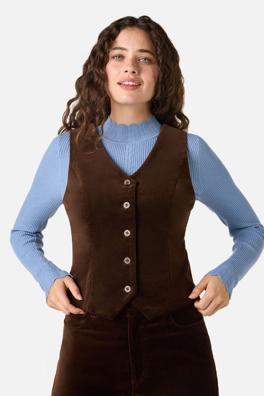 Princess Highway - Rachel Velvet Vest - chocolate