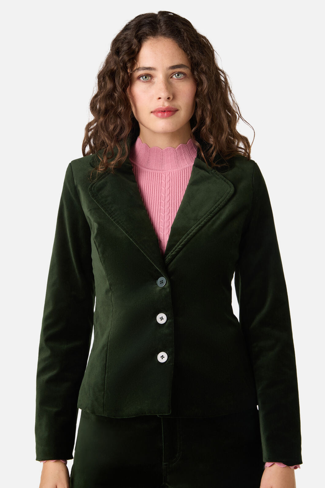 Princess Highway - Rachel Velvet Blazer - olive-green