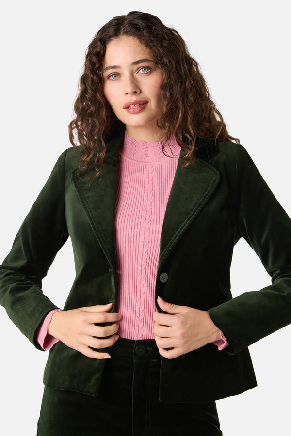 Princess Highway - Rachel Velvet Blazer - olive-green