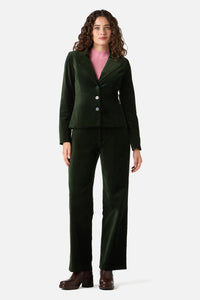 Princess Highway - Rachel Velvet Blazer - olive-green