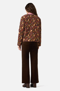Princess Highway - Forest Owl Quilted Cord Jacket - chocolate