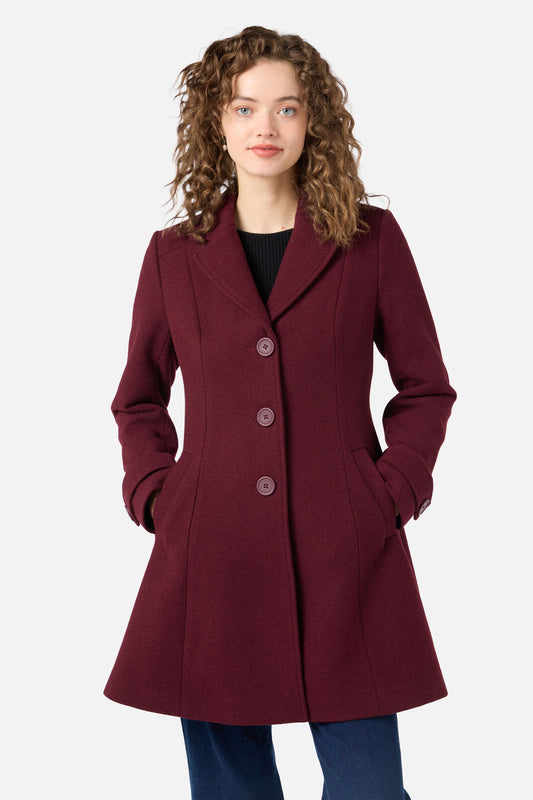 Princess Highway - Mabel A-Line Wool Blend Coat - plum