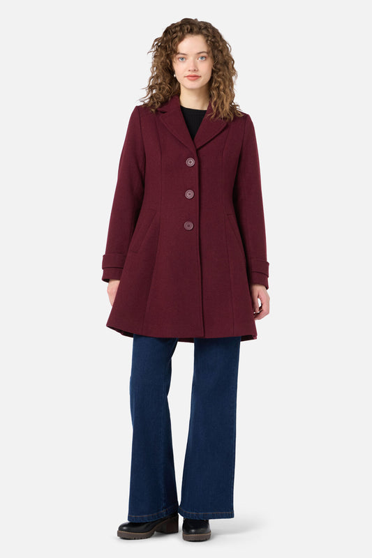 Princess Highway - Mabel A-Line Wool Blend Coat - plum