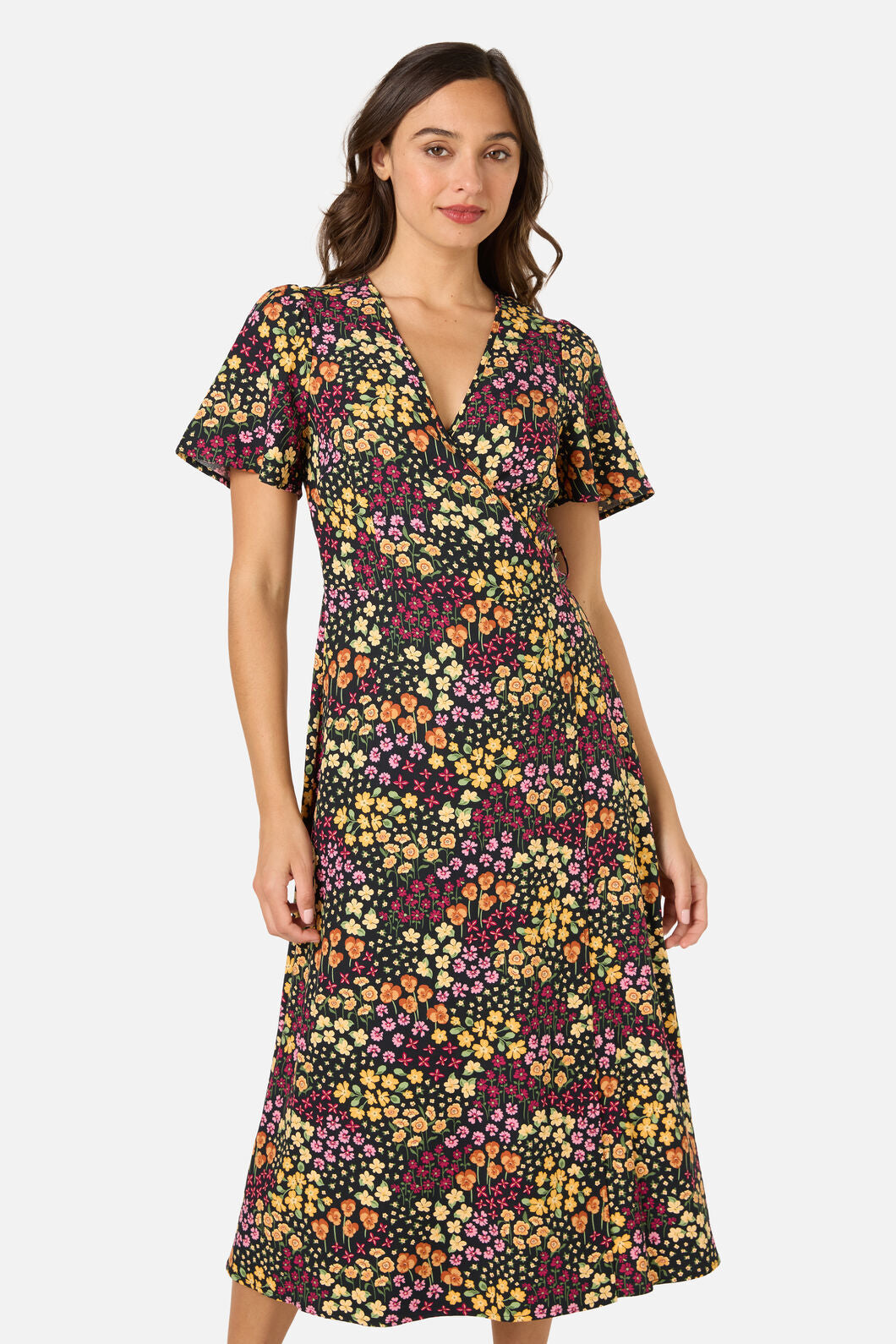 Princess Highway - Iris Ditsy Wrap Midi Dress - pink