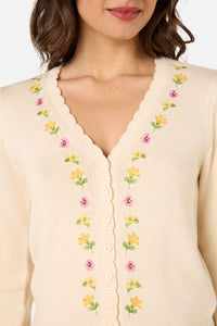Princess Highway - Iris Embroidered Cardigan - cream